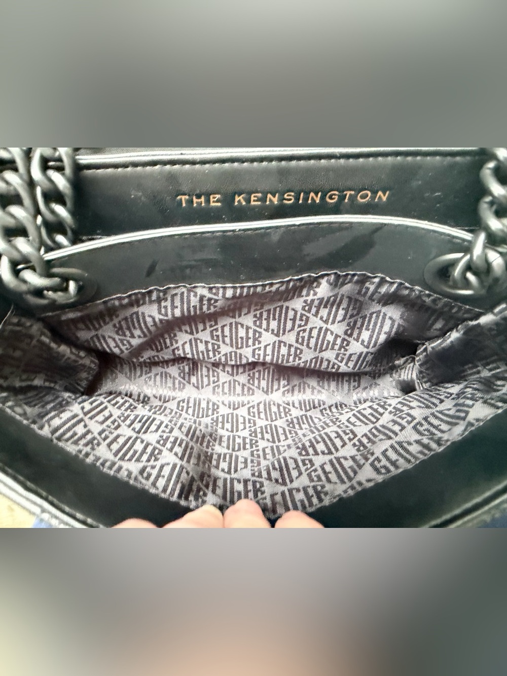 NEW Kurt Geiger Black Leather Handbag w Black Crystal Embellished Bird on Front - Picture 14 of 16